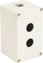 Schneider Electric - 2 Hole, 1.58 Inch Hole Diameter, Zinc Alloy Pushbutton Switch Enclosure - 5.12 Inch High x 3.15 Inch Wide x 3.03 Inch Deep, 4, 13 NEMA Rated - Exact Tool & Supply