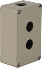 Schneider Electric - 2 Hole, 1.58 Inch Hole Diameter, Zinc Alloy Pushbutton Switch Enclosure - 5.12 Inch High x 3.15 Inch Wide x 2.03 Inch Deep, 4, 13 NEMA Rated - Exact Tool & Supply