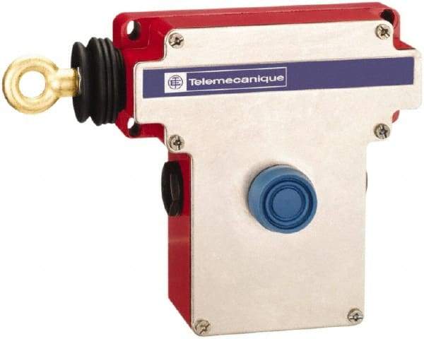 Telemecanique Sensors - 10 Amp, NO/NC Configuration, Left Hand Operation, Rope Operated Limit Switch - Pushbutton Reset, Rope Pull, No Pilot Light, 300 VAC - Exact Tool & Supply