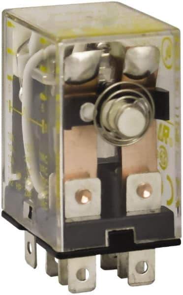 Square D - 1/2 hp at 240 Volt & 1/3 hp at 120 Volt, Electromechanical Plug-in General Purpose Relay - 10 Amp at 240 VAC, DPDT, 24 VAC at 50/60 Hz - Exact Tool & Supply