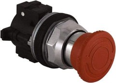 Schneider Electric - Extended Mushroom Head Pushbutton Switch Emergency Stop - Red, Round Button - Exact Tool & Supply