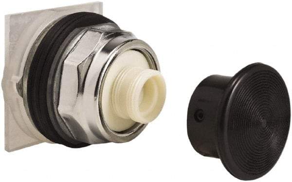 Schneider Electric - 30mm Mount Hole, Extended Straight, Pushbutton Switch Only - Black Pushbutton, Momentary (MO) - Exact Tool & Supply