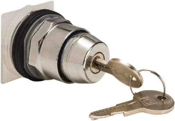 Schneider Electric - 30mm Mount Hole, 2 Position, Knob and Pushbutton Operated, Selector Switch Only - Black, Momentary (MO), without Contact Blocks, Weatherproof and Dust and Oil Resistant - Exact Tool & Supply