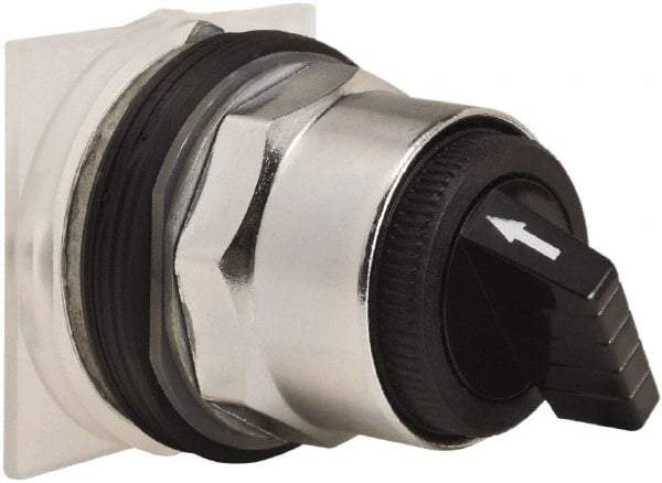 Schneider Electric - 30mm Mount Hole, 2 Position, Knob and Pushbutton Operated, Selector Switch Only - Black, Momentary (MO), without Contact Blocks, Weatherproof and Dust and Oil Resistant - Exact Tool & Supply