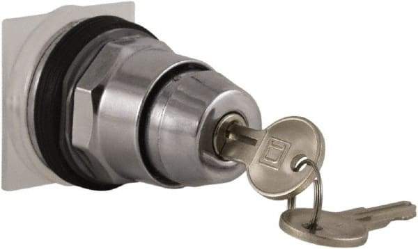 Schneider Electric - 30mm Mount Hole, 2 Position, Knob and Pushbutton Operated, Selector Switch Only - Black, Momentary (MO), without Contact Blocks, Weatherproof and Dust and Oil Resistant - Exact Tool & Supply