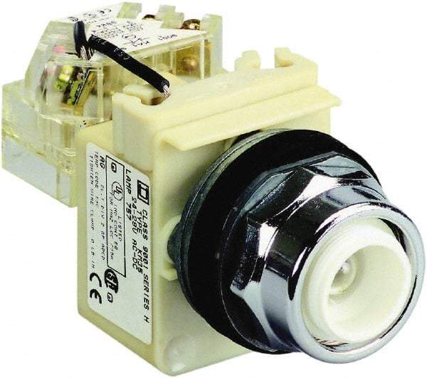 Schneider Electric - 250 V Incandescent & LED Push-to-Test Pilot Light - Screw Clamp Connector, 104mm OAL x 54mm Wide, Dust-tight, Oiltight, Shock Resistant, Vibration Resistant, Watertight - Exact Tool & Supply