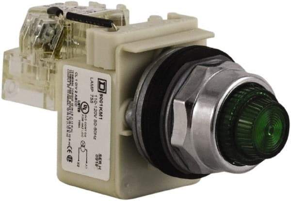 Schneider Electric - 120 VAC Green Lens Indicating Light - Screw Clamp Connector - Exact Tool & Supply
