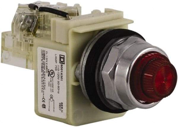 Schneider Electric - Red Lens Press-to-Test Indicating Light - Screw Clamp Connector - Exact Tool & Supply