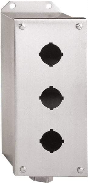 Schneider Electric - 3 Hole, 30mm Hole Diameter, Aluminum Pushbutton Switch Enclosure - 1, 3, 4, 6, 12, 13 NEMA Rated - Exact Tool & Supply