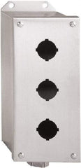 Schneider Electric - 3 Hole, 30mm Hole Diameter, Aluminum Pushbutton Switch Enclosure - 1, 3, 4, 6, 12, 13 NEMA Rated - Exact Tool & Supply