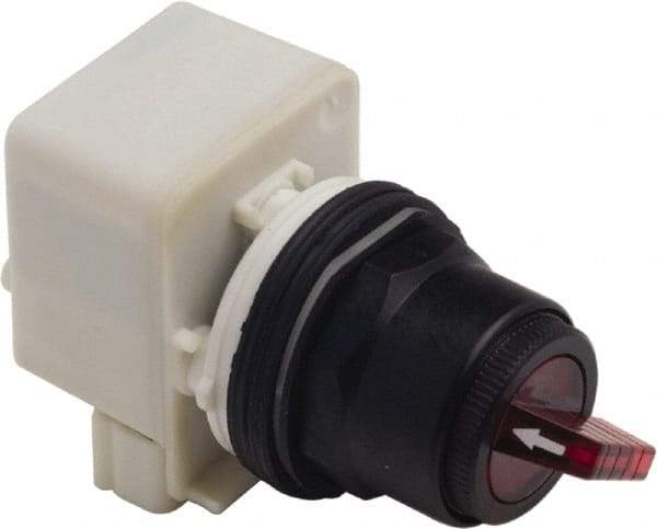 Schneider Electric - 30mm Mount Hole, 2 Position, Knob and Pushbutton Operated, Selector Switch Only - Red, Maintained (MA), without Contact Blocks, Anticorrosive, Weatherproof, Dust and Oil Resistant - Exact Tool & Supply