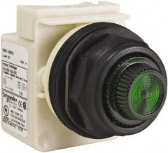 Schneider Electric - 24 V, 28 V Green Lens Indicating Light - Round Lens, Screw Clamp Connector, Corrosion Resistant, Dust Resistant, Oil Resistant - Exact Tool & Supply