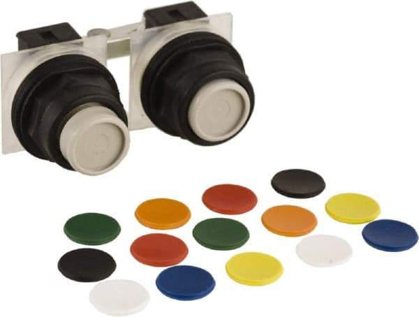 Schneider Electric - 30mm Mount Hole, Extended Straight, Pushbutton Switch Only - Multicolored Pushbutton, Maintained (MA) - Exact Tool & Supply