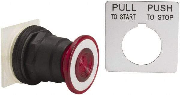 Schneider Electric - 30mm Mount Hole, Extended Straight, Pushbutton Switch Only - Red Pushbutton, Maintained (MA), Momentary (MO) - Exact Tool & Supply