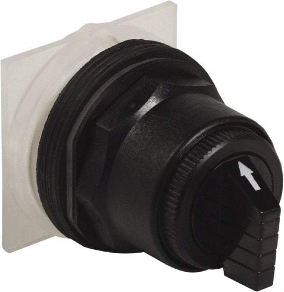 Schneider Electric - 30mm Mount Hole, 3 Position, Knob and Pushbutton Operated, Selector Switch Only - Black, Momentary (MO), without Contact Blocks, Anticorrosive, Weatherproof, Dust and Oil Resistant - Exact Tool & Supply