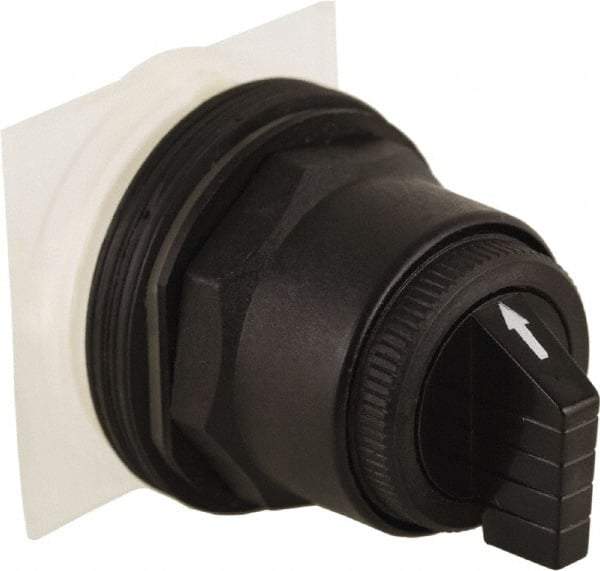 Schneider Electric - 30mm Mount Hole, 3 Position, Knob and Pushbutton Operated, Selector Switch Only - Black, Momentary (MO), without Contact Blocks, Anticorrosive, Weatherproof, Dust and Oil Resistant - Exact Tool & Supply