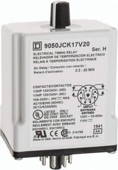 Square D - 0.3 to 30 min Delay, DPDT Time Delay Relay - 10 Contact Amp, 110 VDC & 120 VAC - Exact Tool & Supply