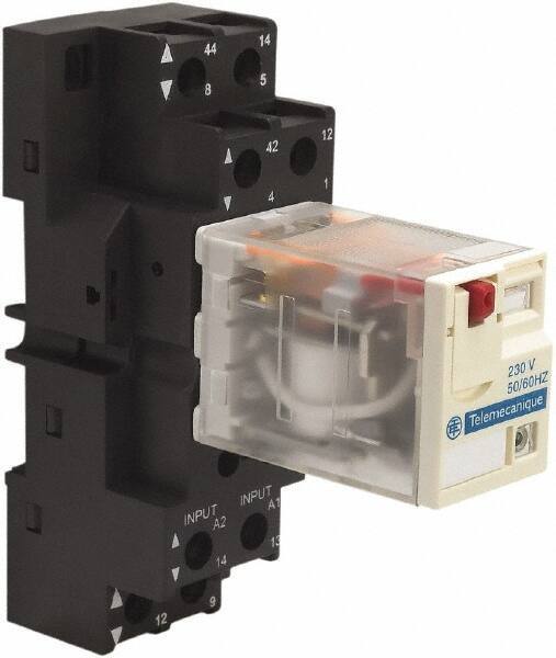 Schneider Electric - 3,750 VA Power Rating, Electromechanical Plug-in General Purpose Relay - 15 Amp at 250 VAC & 28 VDC, 2CO, 230 VAC - Exact Tool & Supply