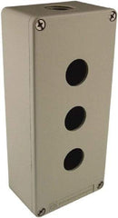 Schneider Electric - 3 Hole, 1.58 Inch Hole Diameter, Zinc Alloy Pushbutton Switch Enclosure - 6.9 Inch High x 3.15 Inch Wide x 2.03 Inch Deep, 4, 13 NEMA Rated - Exact Tool & Supply