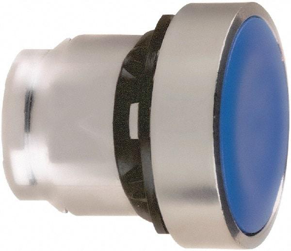 Schneider Electric - 22mm Mount Hole, Flush, Pushbutton Switch Only - Round, Blue Pushbutton, Nonilluminated, Momentary (MO) - Exact Tool & Supply
