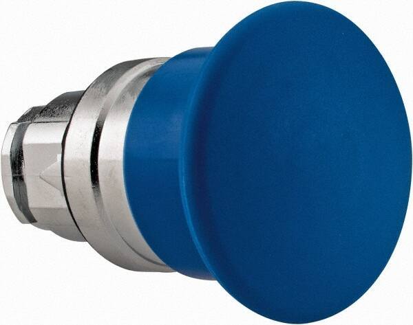 Schneider Electric - 22mm Mount Hole, Extended Mushroom Head, Pushbutton Switch Only - Round, Blue Pushbutton, Nonilluminated, Momentary (MO) - Exact Tool & Supply