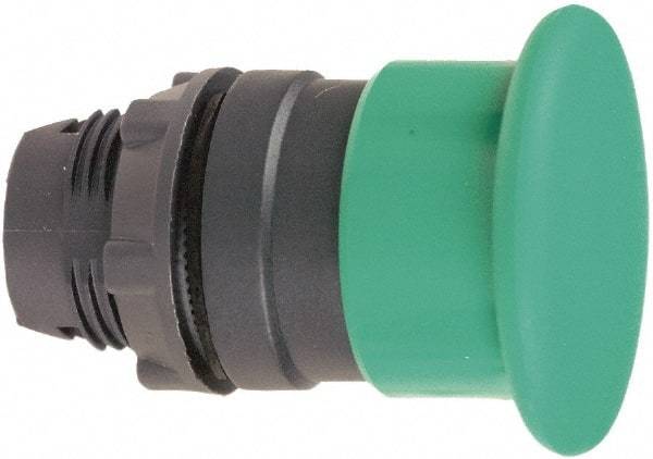 Schneider Electric - 22mm Mount Hole, Extended Mushroom Head, Pushbutton Switch Only - Round, Green Pushbutton, Nonilluminated, Momentary (MO) - Exact Tool & Supply