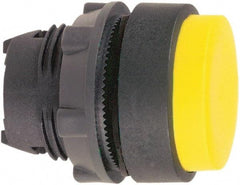 Schneider Electric - 22mm Mount Hole, Extended Straight, Pushbutton Switch Only - Round, Yellow Pushbutton, Nonilluminated, Maintained (MA) - Exact Tool & Supply