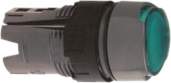 Schneider Electric - 16mm Mount Hole, Flush, Pushbutton Switch Only - Round, Green Pushbutton, Illuminated, Maintained (MA), Vibration Resistant - Exact Tool & Supply