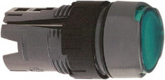 Schneider Electric - 16mm Mount Hole, Flush, Pushbutton Switch Only - Round, Green Pushbutton, Illuminated, Maintained (MA), Vibration Resistant - Exact Tool & Supply