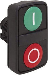 Schneider Electric - 22mm Mount Hole, Flush, Pushbutton Switch Only - Rectangle, Green and Red Pushbutton, Nonilluminated, Momentary (MO), On-Off, Shock and Vibration Resistant - Exact Tool & Supply