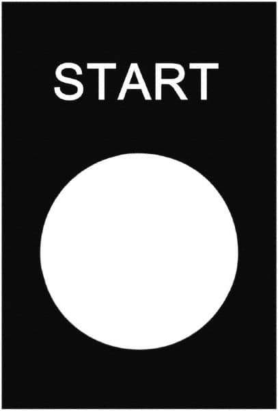 Schneider Electric - Rectangular, PVC Legend Plate - Start - Black Background, White Letters, 22mm Hole Diameter, 30mm Wide x 40mm High - Exact Tool & Supply