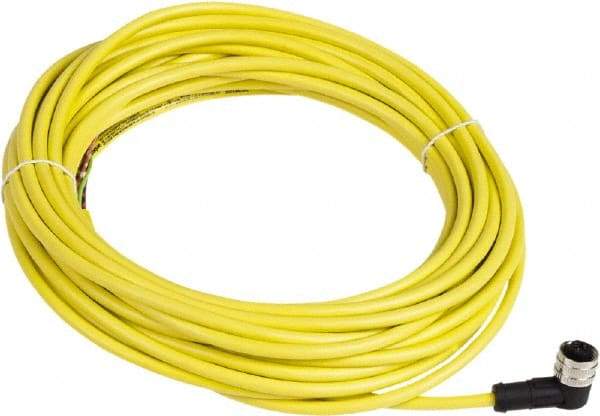 Telemecanique Sensors - 4 Amp, Elbowed Female Connector 1/2 inch 20 UNF 3 Pin Cordset Sensor and Receptacle - 250 VAC, 300 VDC, 10m Cable Length, IP65, IP67 Ingress Rating - Exact Tool & Supply