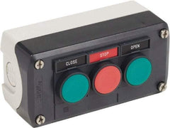 Schneider Electric - 3 Operator, Flush Pushbutton Control Station - Open-Stop-Close (Legend), Momentary Switch, 2NO/NC Contact, NEMA 1, 13, 4, 4X - Exact Tool & Supply