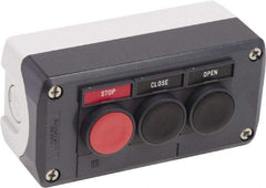 Schneider Electric - 3 Operator, Flush Pushbutton Control Station - Stop-Close-Open (Legend), Momentary Switch, 2NO/NC Contact, NEMA 13, 4X - Exact Tool & Supply