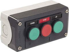 Schneider Electric - 3 Operator, Flush Pushbutton Control Station - Up-Stop-Down (Legend), Momentary Switch, 2NO/NC Contact, NEMA 13, 4X - Exact Tool & Supply