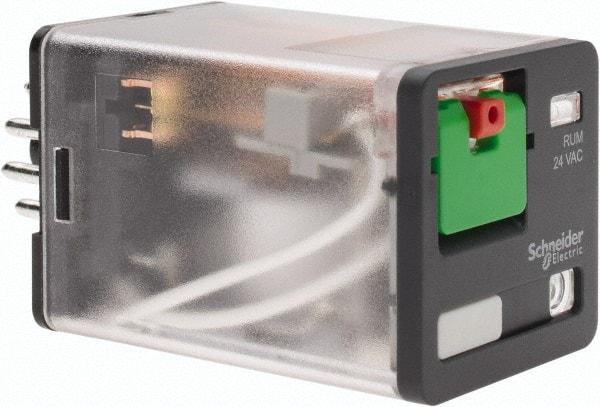 Schneider Electric - 3 at 60 Hz VA Power Rating, Octal Electromechanical Plug-in General Purpose Relay - 10 Amp at 250 VAC, 3PDT, 24 VAC, 35mm Wide x 56mm High x 35.4mm Deep - Exact Tool & Supply