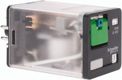 Schneider Electric - Octal Electromechanical Plug-in General Purpose Relay - 10 Amp at 240 V, DPDT, 24 VDC, 35mm Wide x 56mm High x 35.4mm Deep - Exact Tool & Supply