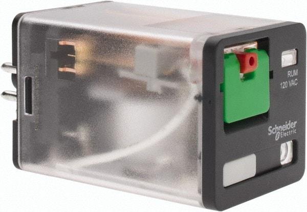 Schneider Electric - 3 at 60 Hz VA Power Rating, Octal Electromechanical Plug-in General Purpose Relay - 10 Amp at 277 VAC & 30 VDC, DPDT, 120 VAC, 35mm Wide x 56mm High x 35.4mm Deep - Exact Tool & Supply