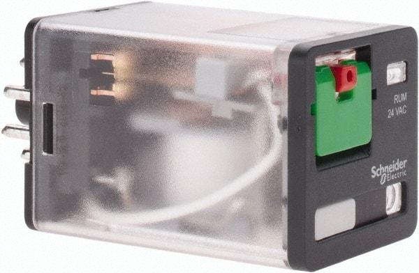 Schneider Electric - 3 at 60 Hz VA Power Rating, Octal Electromechanical Plug-in General Purpose Relay - 10 Amp at 277 VAC & 30 VDC, DPDT, 24 VAC, 35mm Wide x 56mm High x 35.4mm Deep - Exact Tool & Supply