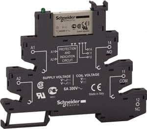 Schneider Electric - 1,500 VA Power Rating, Electromechanical Screw General Purpose Relay - 6 Amp at 24 V, SPDT, 24 VAC/VDC, 6.2mm Wide x 78.7mm High x 96mm Deep - Exact Tool & Supply
