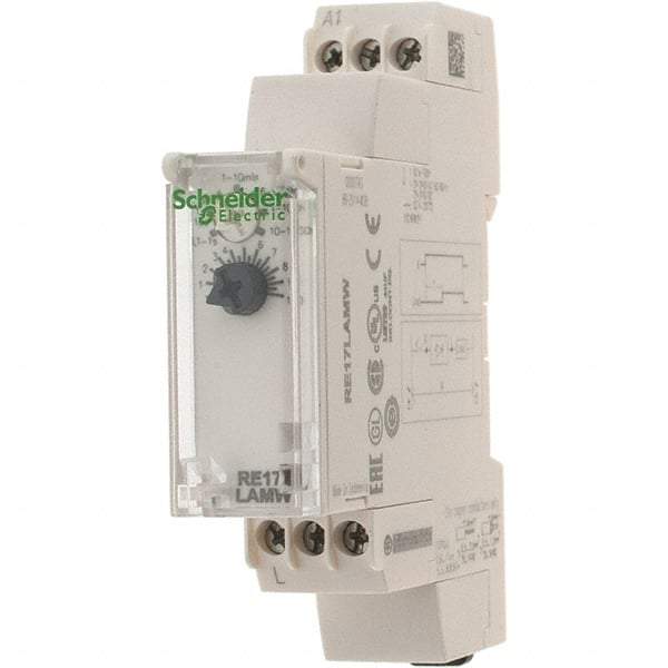 Schneider Electric - 100 hr Delay, Multiple Range SPST Time Delay Relay - 0.7 Contact Amp, 24 to 240 VAC/VDC, Selector Switch - Exact Tool & Supply