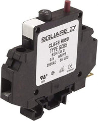 Square D - 0.50 Amp, 250 VAC, 65 VDC, 1 Pole, DIN Rail Mount Circuit Protector - Thermal Magnetic Trip, 16-10 AWG, 64mm Deep x 80mm High x - Exact Tool & Supply