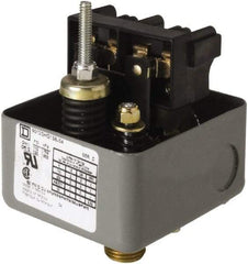 Square D - 1 NEMA Rated, DPST, 110 to 125 psig, Vacuum Switch Pressure and Level Switch - Adjustable Pressure, 575 VAC, 0.13 Inch NPSF Connector, Screw Terminal, For Use with Air Compressors, Electrically Driven Water Pumps - Exact Tool & Supply