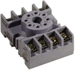 Square D - 8 Pins, 300 VAC, 10 Amp (CSA) and 15 Amp (UL), Octal Relay Socket - DIN Rail Mount, Panel Mount, 1 Tier, Screw Terminal - Exact Tool & Supply