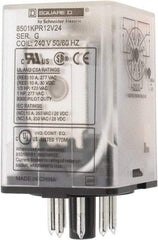 Square D - 8 Pins, 1 hp at 277 Volt & 1/3 hp at 120 Volt, 3 VA Power Rating, Octal Electromechanical Plug-in General Purpose Relay - 10 Amp at 250 VAC, DPDT, 240 VAC at 50/60 Hz, 34.9mm Wide x 50.3mm High x 35.4mm Deep - Exact Tool & Supply