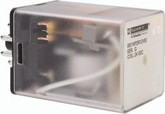 Square D - 8 Pins, 1 hp at 277 Volt & 1/3 hp at 120 Volt, 3 VA Power Rating, Octal Electromechanical Plug-in General Purpose Relay - 10 Amp at 250 VAC, DPDT, 24 VDC, 34.9mm Wide x 50.3mm High x 35.4mm Deep - Exact Tool & Supply