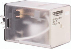 Square D - 8 Pins, 1 hp at 277 Volt & 1/3 hp at 120 Volt, 3 VA Power Rating, Octal Electromechanical Plug-in General Purpose Relay - 10 Amp at 250 VAC, DPDT, 12 VDC, 34.9mm Wide x 50.3mm High x 35.4mm Deep - Exact Tool & Supply