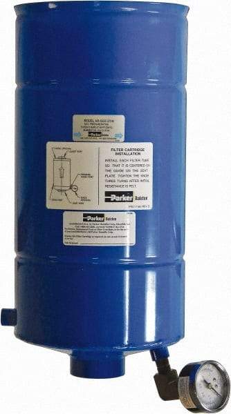 Parker - 1-1/2 NPT Air Compressor Exhaust Filter - 43 CFM, 15 psi, 7.4" Diam x 15" High, Use with Welch Pump Models #1374 - Exact Tool & Supply