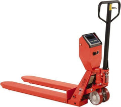 Vestil - 5,000 Lb Capacity, 7-1/2" Lift Scale Pallet Truck - 3" Min Lift Height, 48" Fork Length x 22-3/8" Fork Width, 22-1/2" Overall Width - Exact Tool & Supply