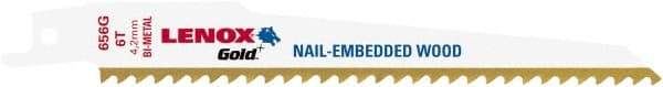 Lenox - 9" Long x 7/8" Thick, Bi-Metal Reciprocating Saw Blade - Tapered Profile, 6 TPI, Toothed Edge, Universal Shank - Exact Tool & Supply